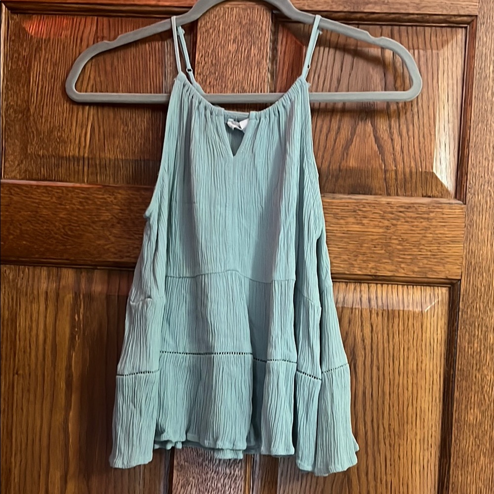 Hippie Rose Green Sleeveless Camisole with Tiered Design